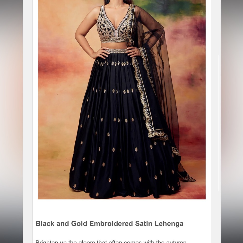 Black and gold lehenga